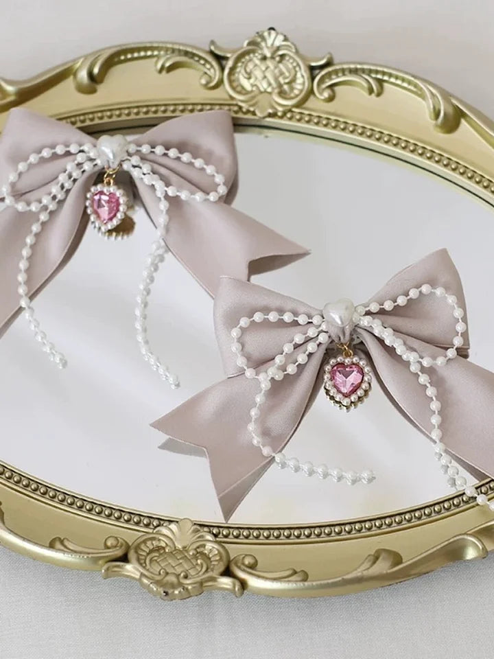 Pink Rose Lolita Outfit Hair Accessory Bowknot Hairpin Hat Hairband Elegant Sweet