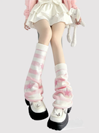 Pink Striped Knee Socks Star Pearl Wool Knitted Socks Lolita Stacking Socks Lolita Stockings Lolita Accessories