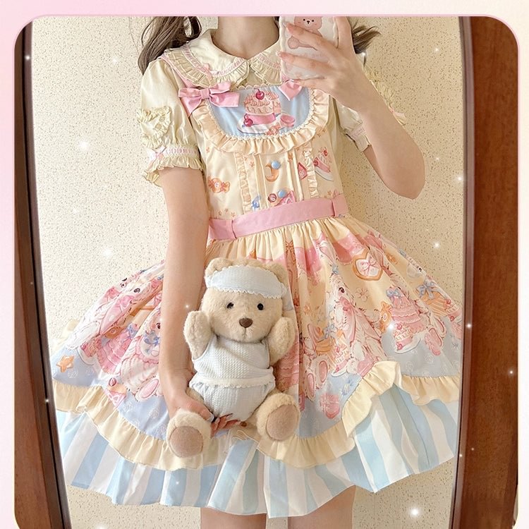 Pink Sweetheart Cute Lolita Dress JSK Bowknot Layer Ruffles