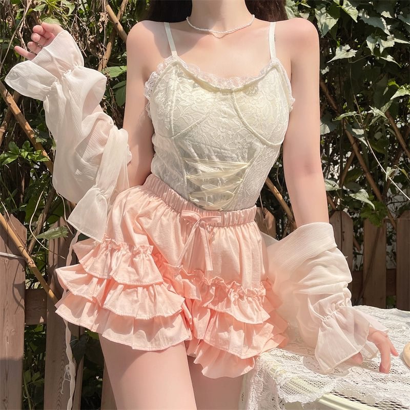 Pink White Swee Cute Shorts Ruffle Lolita Accessories Petticoats