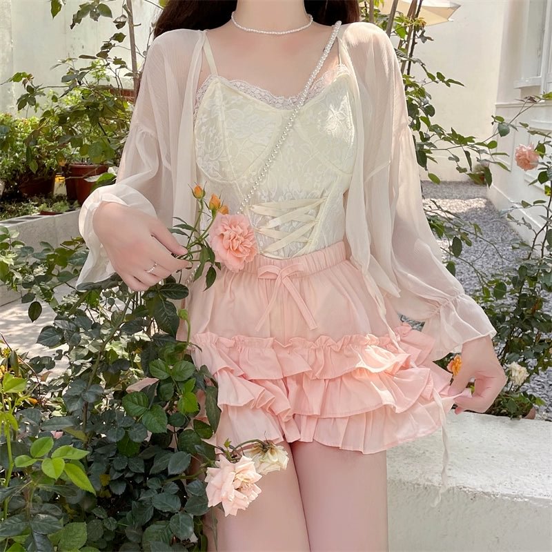 Pink White Swee Cute Shorts Ruffle Lolita Accessories Petticoats