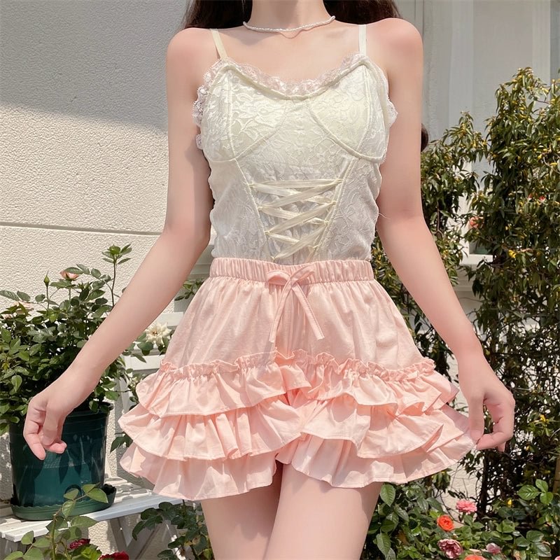 Pink White Swee Cute Shorts Ruffle Lolita Accessories Petticoats