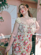 Sweet Lolita Pink Plus Size French Romantic Peony Flower Printed 4XL Lolita Dress