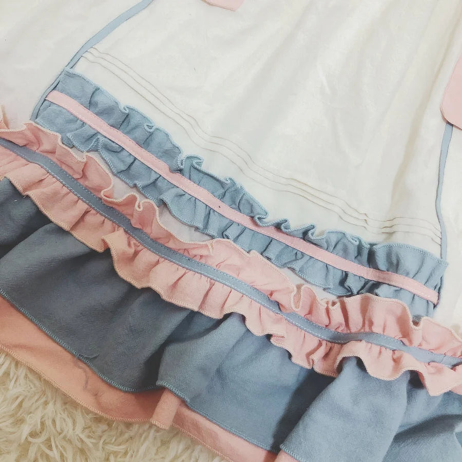Sweet Lolita Plus Size Lolita Pink-blue Dress OP Long Sleeve 4XL One Piece Dress