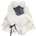Plus Size Long Sleeve White Lace Sweet Lolita Short Dresses 3XL Lolita Dress One Piece Dress