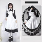 Plus Size Maid Dress Japanese Manservant Long-sleeved One Piece Dress 4XL Lolita Dress 5XL