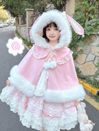 Plush Shawl Jacket Cute Sweet Lolita Cloak Warm Lolita Versatile Thickened Lolita Coats