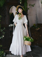 Design Concept:
This Classic Lolita dress features a sophisticated square neckline and a high-waisted, flared silhouette crafted from embossed textured fabric. The flowing skirt and structured bodice create an elegant and refined look, perfect for daily wear, tea parties, or casual Lolita gatherings. Its timeless design combines vintage charm with modern comfort, making it a versatile addition to any wardrobe.