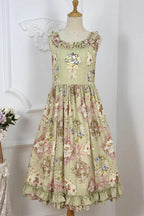 The Green Print JSK Dress is designed to embody the playful elegance of Sweet Lolita fashion. With its sleeveless cut, layered ruffles, and charming bow accents, it creates a light and youthful silhouette. The printed fabric adds personality and charm, while the fresh green tone brings a lively, romantic touch. Perfect for tea parties, casual outings, or seasonal gatherings, this dress reflects the sweet, whimsical spirit of classic Lolita style.