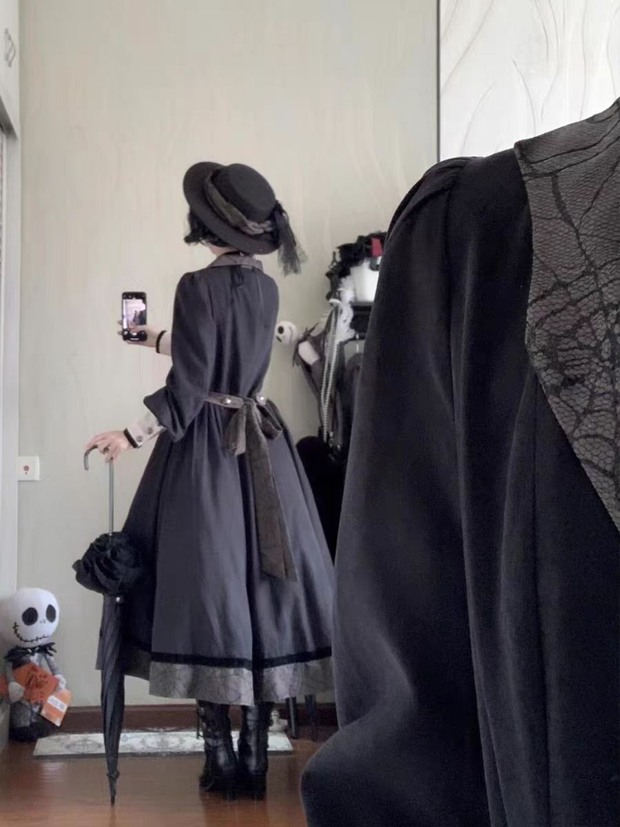 This Gothic Lolita Dark Elegant Dress is designed to highlight a refined and noble charm. Featuring a slim-fit waistline that enhances the silhouette, it creates an elegant and flattering figure. The long vintage-inspired skirt adds dramatic flow, while the dark gothic tone conveys mystery and allure. Perfect for formal gatherings, themed events, or daily elegance, this dress combines timeless sophistication with the enchanting essence of Lolita fashion.