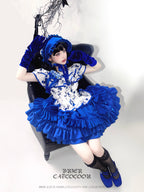 This Halloween Blue Gothic Lolita Set blends dark elegance with a playful festive twist. Featuring a classic shirt paired with a short skirt, the design highlights Gothic-inspired details while keeping a youthful Lolita silhouette. The deep blue tone adds mystery and charm, making it a unique choice for Halloween parties, cosplay, or themed gatherings. Stylish yet versatile, this set perfectly captures the balance of Gothic drama and Lolita sweetness.