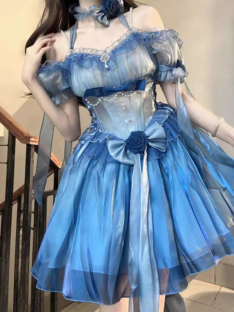 Dive into a dreamy underwater fantasy with this deep sea blue Lolita dress. Inspired by ocean elegance, it combines sweet charm with ethereal grace. Delicate lace, soft ruffles, and a flowing silhouette create a whimsical fairy-tale aura. Perfect for tea parties and enchanting occasions, this gown lets you embody the magic of a mystical sea princess.