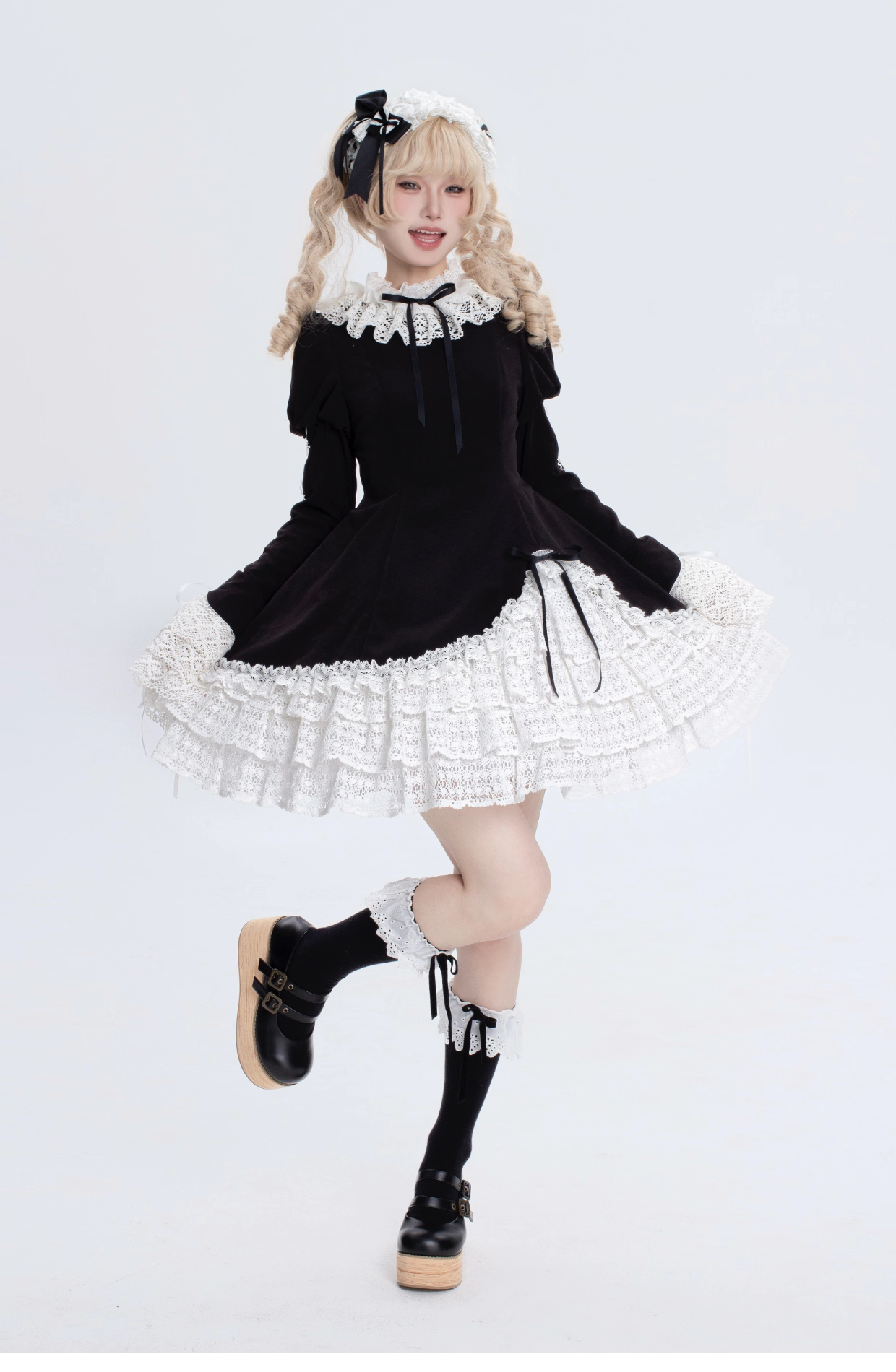 This Black White Doll Style Lolita Dress embodies a balance of sweetness and elegance with its refined lace trim and doll-like silhouette. The black and white palette creates a timeless contrast, while delicate details highlight the classic Lolita charm. Designed with a cute yet graceful aesthetic, it is perfect for tea parties, daily outings, or themed gatherings. A versatile piece that captures both playful innocence and the sophistication of traditional Lolita fashion.