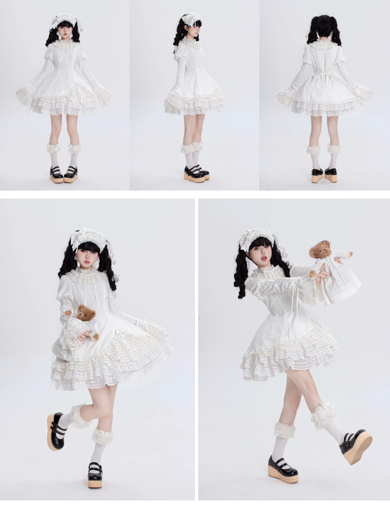 This Black White Doll Style Lolita Dress embodies a balance of sweetness and elegance with its refined lace trim and doll-like silhouette. The black and white palette creates a timeless contrast, while delicate details highlight the classic Lolita charm. Designed with a cute yet graceful aesthetic, it is perfect for tea parties, daily outings, or themed gatherings. A versatile piece that captures both playful innocence and the sophistication of traditional Lolita fashion.