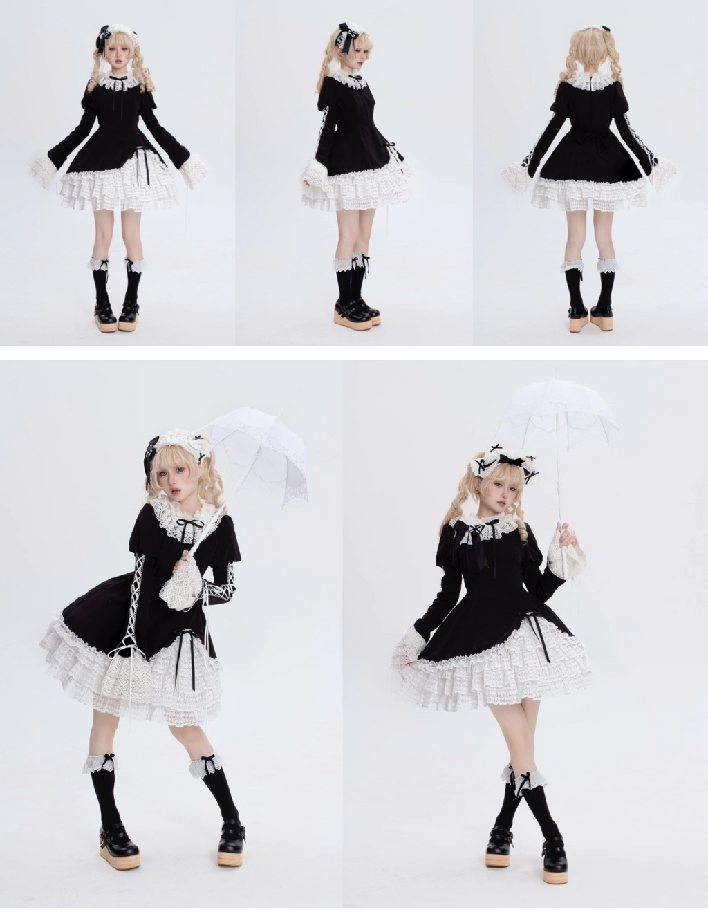 This Black White Doll Style Lolita Dress embodies a balance of sweetness and elegance with its refined lace trim and doll-like silhouette. The black and white palette creates a timeless contrast, while delicate details highlight the classic Lolita charm. Designed with a cute yet graceful aesthetic, it is perfect for tea parties, daily outings, or themed gatherings. A versatile piece that captures both playful innocence and the sophistication of traditional Lolita fashion.