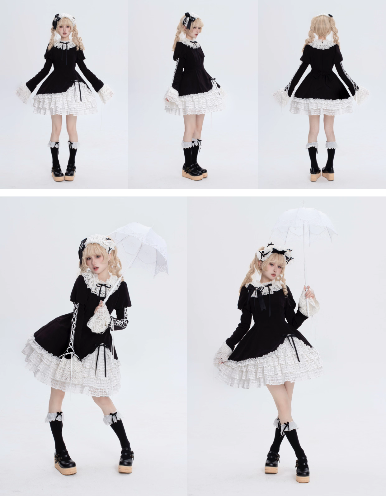 This Black White Doll Style Lolita Dress embodies a balance of sweetness and elegance with its refined lace trim and doll-like silhouette. The black and white palette creates a timeless contrast, while delicate details highlight the classic Lolita charm. Designed with a cute yet graceful aesthetic, it is perfect for tea parties, daily outings, or themed gatherings. A versatile piece that captures both playful innocence and the sophistication of traditional Lolita fashion.