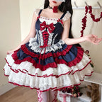 [Pre] Sweet Lolita Goth Lolita Ruffled Lace Bow Lolita Dress JSK Princess Cake Dress