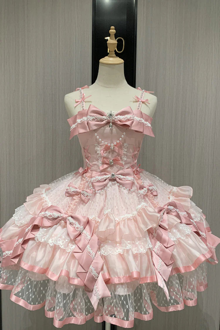 Crafted for the dreamer who dwells in enchanted forests, this Lolita dress embodies a whimsical fairy tale. The lush green floral print captures a secret garden in eternal bloom, while delicate lace and soft ruffles mimic dewy foliage and petals. A signature bow adds a touch of playful elegance. We designed this dress to be a wearable fantasy, empowering you to express your most magical and authentic self. Every stitch is an invitation to embrace wonder.