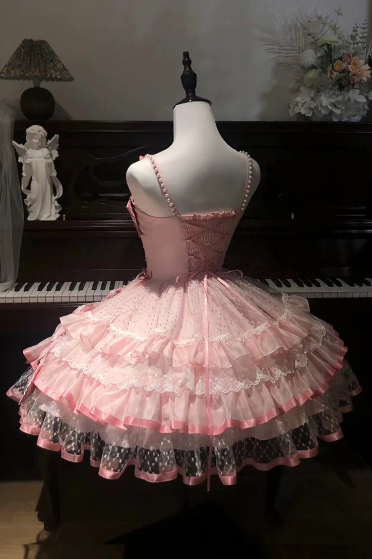 Crafted for the dreamer who dwells in enchanted forests, this Lolita dress embodies a whimsical fairy tale. The lush green floral print captures a secret garden in eternal bloom, while delicate lace and soft ruffles mimic dewy foliage and petals. A signature bow adds a touch of playful elegance. We designed this dress to be a wearable fantasy, empowering you to express your most magical and authentic self. Every stitch is an invitation to embrace wonder.