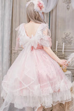 This Green Sleeveless Sweet Princess Lolita JSK Dress showcases a graceful and romantic style. The multi-layered ruffles and delicate lace create a voluminous silhouette, while bowknot and lace-up details highlight the sweet and classic Lolita charm. Its fresh green tone adds a unique touch of elegance and vitality, making it suitable for tea parties, gatherings, or special occasions. A perfect choice for those seeking both sophistication and youthful sweetness.