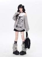 Design Concept:
This Lolita blouse features a playful two-layer design with a subtle off-shoulder cut, combining light gray and black for a chic, versatile look. Crafted for comfort and style, the blouse includes delicate bow tie details and a loose fit, perfect for autumn and winter casual wear. Ideal for daily Lolita outfits, tea parties, or streetwear styling, it adds a sweet yet slightly edgy touch to any ensemble.
