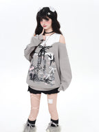 Design Concept:
This Lolita blouse features a playful two-layer design with a subtle off-shoulder cut, combining light gray and black for a chic, versatile look. Crafted for comfort and style, the blouse includes delicate bow tie details and a loose fit, perfect for autumn and winter casual wear. Ideal for daily Lolita outfits, tea parties, or streetwear styling, it adds a sweet yet slightly edgy touch to any ensemble.