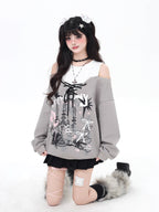 Design Concept:
This Lolita blouse features a playful two-layer design with a subtle off-shoulder cut, combining light gray and black for a chic, versatile look. Crafted for comfort and style, the blouse includes delicate bow tie details and a loose fit, perfect for autumn and winter casual wear. Ideal for daily Lolita outfits, tea parties, or streetwear styling, it adds a sweet yet slightly edgy touch to any ensemble.