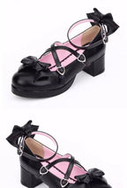 Inspired by the timeless elegance of ballet and the dramatic flair of Gothic romance, these shoes blend structured sophistication with whimsical charm. The cross-strap design echoes classical dance footwear, while the bold bow adds a touch of Lolita fantasy, creating a balance between strength and delicacy.