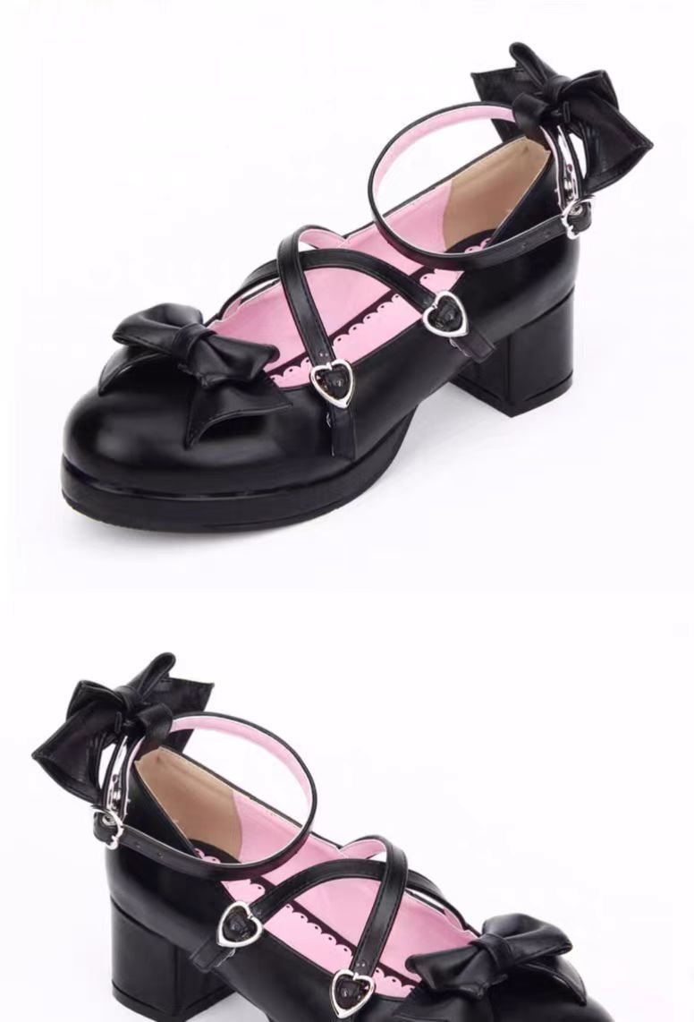 Inspired by the timeless elegance of ballet and the dramatic flair of Gothic romance, these shoes blend structured sophistication with whimsical charm. The cross-strap design echoes classical dance footwear, while the bold bow adds a touch of Lolita fantasy, creating a balance between strength and delicacy.