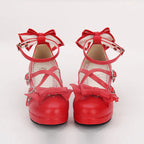 Inspired by the timeless elegance of ballet and the dramatic flair of Gothic romance, these shoes blend structured sophistication with whimsical charm. The cross-strap design echoes classical dance footwear, while the bold bow adds a touch of Lolita fantasy, creating a balance between strength and delicacy.