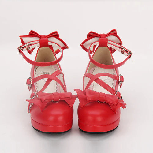 Inspired by the timeless elegance of ballet and the dramatic flair of Gothic romance, these shoes blend structured sophistication with whimsical charm. The cross-strap design echoes classical dance footwear, while the bold bow adds a touch of Lolita fantasy, creating a balance between strength and delicacy.