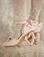 [Pre] Lolita Shoes Red Pink Spring and Summer Black Pearl Princess Stiletto Sandals Heels