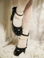 [Pre] Lolita Shoes Red Pink Spring and Summer Black Pearl Princess Stiletto Sandals Heels