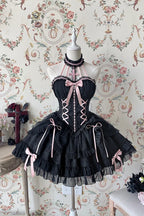 [Pre]Sweet Ballet Style Dance Dress Cross Cute Lolita Hanging Neck Short Dress