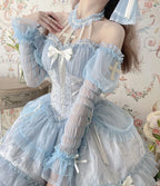 [Pre]Sweet Ballet Style Dance Dress Cross Cute Lolita Hanging Neck Short Dress