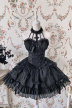 [Pre]Sweet Ballet Style Dance Dress Cross Cute Lolita Hanging Neck Short Dress