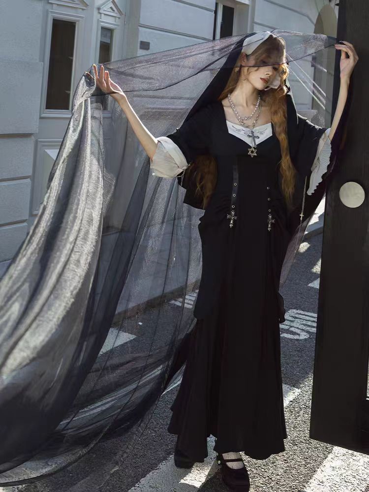 [Pre] Gothic Lolita Dress Black Elegant Nun Style Halloween Costume