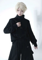 Design Concept:
This unisex Lolita-style black sweatshirt blends dark aesthetics with a modern cool flair. Featuring a sleek stand collar and a relaxed silhouette, it delivers both comfort and edge. The minimalist design is accented with subtle stylish details, making it versatile for casual wear, street fashion, or Ouji-inspired coordinates. Crafted for all seasons, this piece is ideal for layering or wearing as a statement top in everyday outfits.