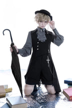 Design Concept:
This Ouji Fashion Lolita vest in classic black takes inspiration from medieval prince aesthetics with an asymmetrical long waistcoat design. Crafted with a refined silhouette, it blends vintage elegance with a bold modern edge. Available in both men’s and women’s versions, this versatile piece adds a statement layer to daily outfits, stage performances, or themed gatherings. Perfect for those who enjoy Ouji fashion’s balance of sophistication and individuality.
