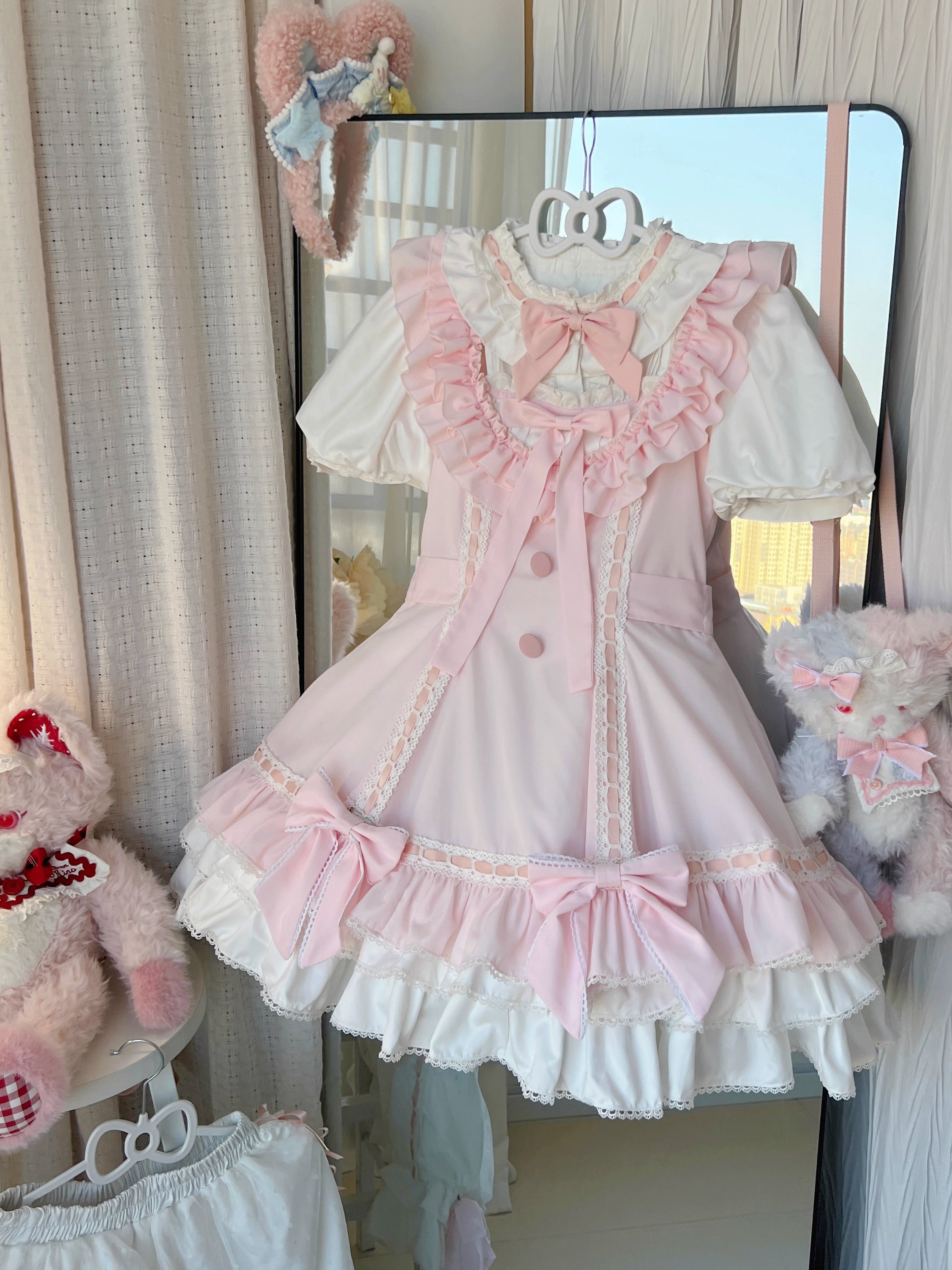 Design Concept:
This Sweet Lolita JSK features a playful doll-like silhouette, available in black, purple, and pink. Crafted for summer wear, the dress combines lightweight fabrics with delicate detailing to create a soft, elegant look. The high-quality stitching and charming design make it perfect for daily wear, casual outings, or tea parties, offering a sweet and youthful Lolita aesthetic.