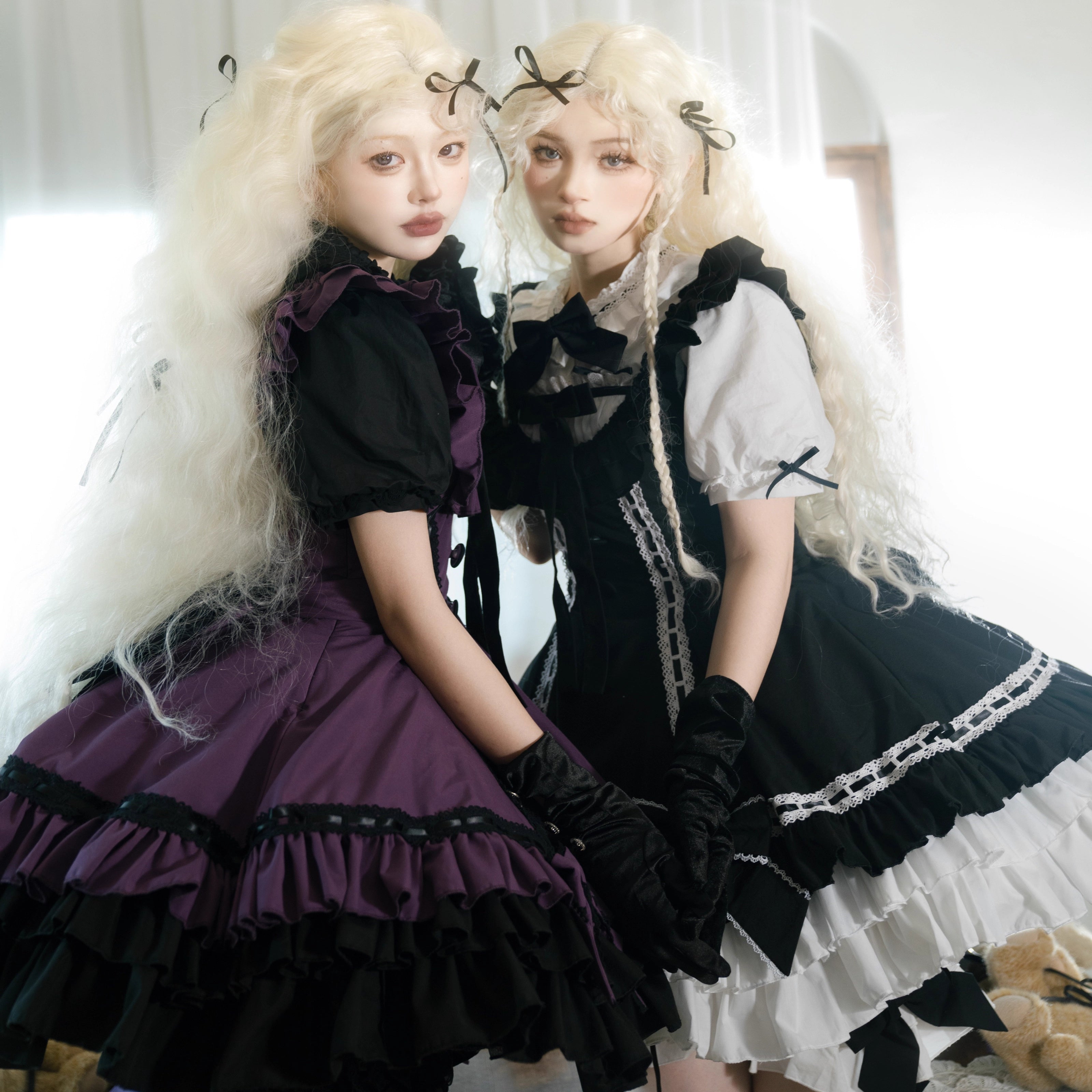 Design Concept:
This Sweet Lolita JSK features a playful doll-like silhouette, available in black, purple, and pink. Crafted for summer wear, the dress combines lightweight fabrics with delicate detailing to create a soft, elegant look. The high-quality stitching and charming design make it perfect for daily wear, casual outings, or tea parties, offering a sweet and youthful Lolita aesthetic.