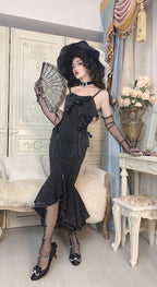 Prom Goth Dresses JSK Simple Classic Light Lolita Fishtail Dress Lace Long