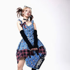 Punk Lolita Blue Printed Suspender Skirt Lolita Skirt Women's JSK Lolita Denim Skirt Lolita Dresses