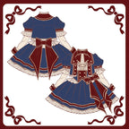 Punk Lolita Circus Color Set Magician Red Blue Cute Halloween Costume Skirt