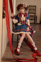 Punk Lolita Circus Color Set Magician Red Blue Cute Halloween Costume Skirt