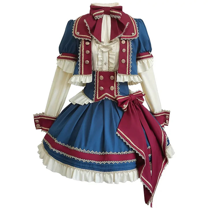 Punk Lolita Circus Color Set Magician Red Blue Cute Halloween Costume Skirt
