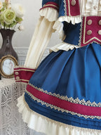 Punk Lolita Circus Color Set Magician Red Blue Cute Halloween Costume Skirt