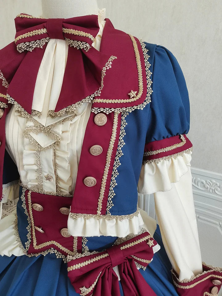 Punk Lolita Circus Color Set Magician Red Blue Cute Halloween Costume Skirt
