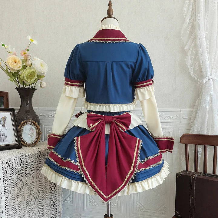 Punk Lolita Circus Color Set Magician Red Blue Cute Halloween Costume Skirt