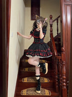Punk Rock Two-piece Suit Lolita Spring and Summer Short Song Suit Black Dark Wind
